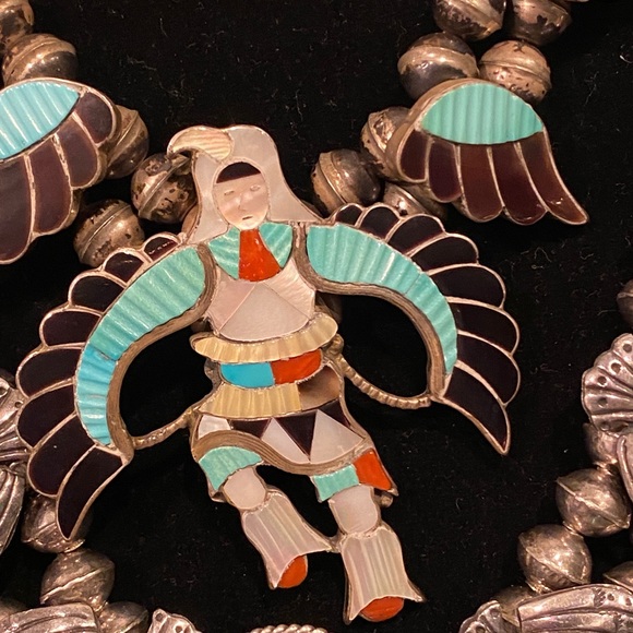 HOST PICK! 1970’s Museum Quality Navajo & Zuni Squash-blossoms Silver Necklaces - Picture 3 of 11